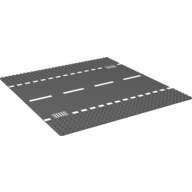 Image of part Baseplate 32 x 32 with 6-Stud Straight and Road with White Dashed Lines and Storm Drain Print