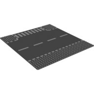 Image of part Baseplate 32 x 32 with 6-Stud T Intersection and Road with White Dashed Lines and Crosswalk Print