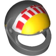 Helmet, Standard with Yellow Front and Red and White Checkered Stripe Print