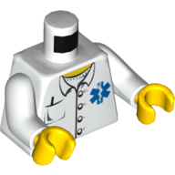 Torso EMT Star of Life, Open Collar, Buttons, Pocket Pen Print, White Arms, Yellow Hands