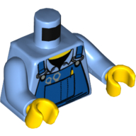 Torso Mechanic Blue Overalls, Tools in Pocket Print, Medium Blue Arms, Yellow Hands