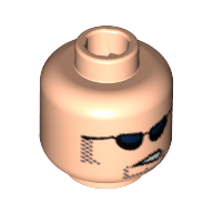 Minifig Head Henchman, Sunglasses, Partially Open Mouth, Sideburns and Stubble Print [Blocked Open Stud]