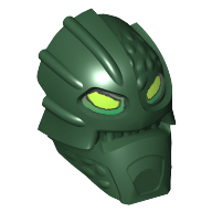 Minifig Head Special, Bionicle Inika Toa Kongu with Lime Eyes Print