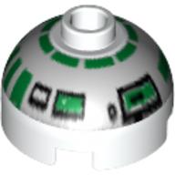 Brick Round 2 x 2 Dome Top with Silver and Green Print (R2-R7)