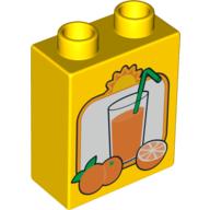 Duplo Brick 1 x 2 x 2 with Oranges and Glass of Orange Juice with Straw Print