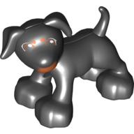 Duplo Animal Dog Large Paws with Open Mouth and Spots between Eyes, Brown Neck Print