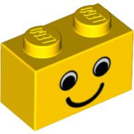 Brick 1 x 2 with Eyes and Smile Print