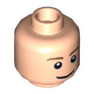 Minifig Head, Brown Eyebrows, Thin Grin, Black Eyes with White Pupils Print