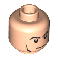 Minifig Head Cannonball Taylor, Stern Eyebrows, White Pupils, Cheek Lines, Chin Dimple Print [Blocked Open Stud]