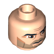 Minifig Head Captain Rex, Thick Eyebrows, Brown Eyes, Fine Stubble Print [Hollow Stud]