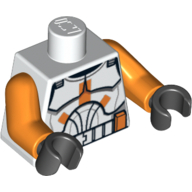 Torso Clone Trooper Armor with Orange Bars Print, Orange Arms, Black Hands