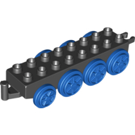 Duplo Train Base 2 x 8 with 8 Blue Wheels & Moveable Hook