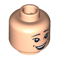 Minifig Head Short Round, Large Grin, Dimples, Asian Eyes, White Pupils Print [Blocked Open Stud]