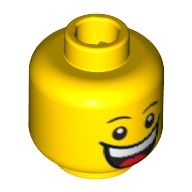 Image of part Minifig Head Jester, Huge Grin, White Pupils, Eyebrows / Sad with Tear Print