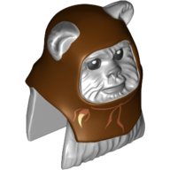 Minifig Head Special, Ewok with Reddish Brown Hood with White Tooth Print (Chief Chirpa)