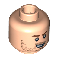 Minifig Head, Brown Stubble, Brown Eyebrows, and Open Grin Print
