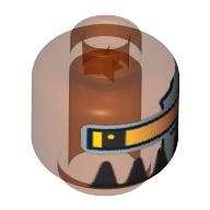 Minifig Head Magma Commander, Robot Large Black Teeth Print [Blocked Open Stud]