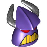 Minifig Head Special with Large Red Eyes and Yellow Mouth, Helmet with Horns (Zurg)