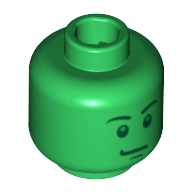 Minifig Head Army Man (Toy Story), Stern Eyebrows, Green Pupils and Chin Dimple Print [Blocked Open Stud]
