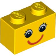 Brick 1 x 2 with Eyes and Red Smile Print