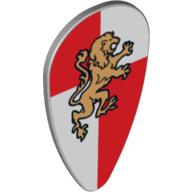 Minifig Shield Ovoid with Gold Lion on Red/White Quarters Print