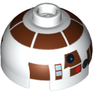 Brick Round 2 x 2 Dome Top with Reddish Brown Droid Print [R7-D4]