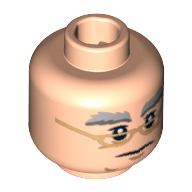 LEGO part Minifig Head Albus Dumbledore, Dual Sided Glasses / No Glasses Print [Hollow Stud]
