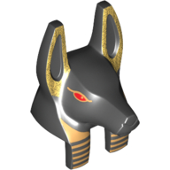 Minifig Head Special, Anubis Guard with Gold Detailing and Red Eyes Print