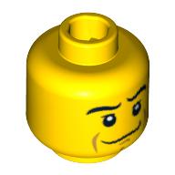 Minifig Head, Crooked Smile, Eyebrows, White Pupils, Chin Dimple Print [Blocked Open Stud]