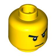Minifig Head Zane, Eyebrows, White Pupils, Thin Line Mouth Print [Hollow Stud]