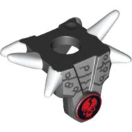 Minifig Neckwear Armour Breastplate with Shoulder Spikes White and Ninjago Cracked Red Skull Print