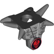 Minifig Neckwear Armour Breastplate with Shoulder Spikes Gray and Ninjago Cracked Red Skull Print