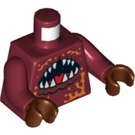 Torso with Open Mouth with Teeth and Tongue Print (Crab), Dark Red Arms, Reddish Brown Hands