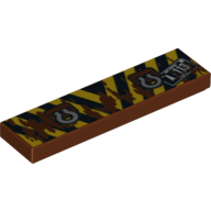 Tile 1 x 4 with Black and Yellow Stripes and Tow Shackles Print