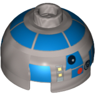 Brick Round 2 x 2 Dome Top with Blue Print (R2-D2 Clone Wars)