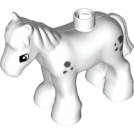 Duplo Animal Horse/Foal with Small Dark Bluish Gray Spots