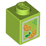 Brick 1 x 1 with Oranges Print [Juice Carton]