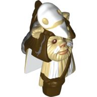Minifig Head Special, Ewok with White Skull Hat and Dark Brown Pouch Print (Logray)