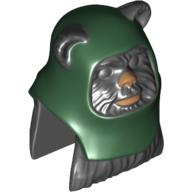Minifig Head Special, Ewok with Dark Green Hood Print (Tokkat)