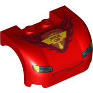 Vehicle Body, Wheel Arch / Mudguard 3 x 4 x 1 2/3 Curved Front with Headlights, Thin Smile and 'PISTON CUP' Print