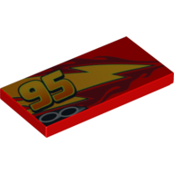 Tile 2 x 4 with Lightning, Exhaust Pipes and '95' Print Model Right Side