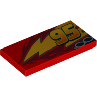 Tile 2 x 4 with Lightning, Exhaust Pipes and '95' Print Model Left Side