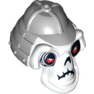 Minifig Head Special, Skull with Helmet Light Gray Print