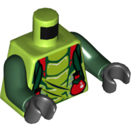 Torso Snake with Dark Green Straps and Red Vials Print (Spitta), Dark Green Arms, Black Hands