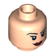 Minifig Head, Dual Sided, Eyelashes and Red Lips, Smile / Angry Print [Hollow Stud]