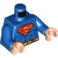 Torso Muscles, Belt and Red and Yellow Superman Logo Print, Blue Arms, Light Nougat Hands