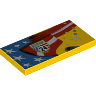Tile 2 x 4 with Stars and Stripes, 'WGP 24' Print Model Left Side