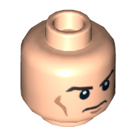 Minifig Head, Eyebrows, Cheek Lines, White Pupils and Frown Print [Hollow Stud]