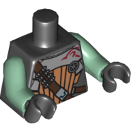 Torso Armor with Medium Nougat Panel, Reddish Brown Shoulder Strap Print (Embo), Sand Green Arms, Black Hands