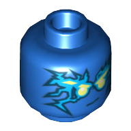 Minifig Head Jay (NRG), Blue Energy Print [Hollow Stud]